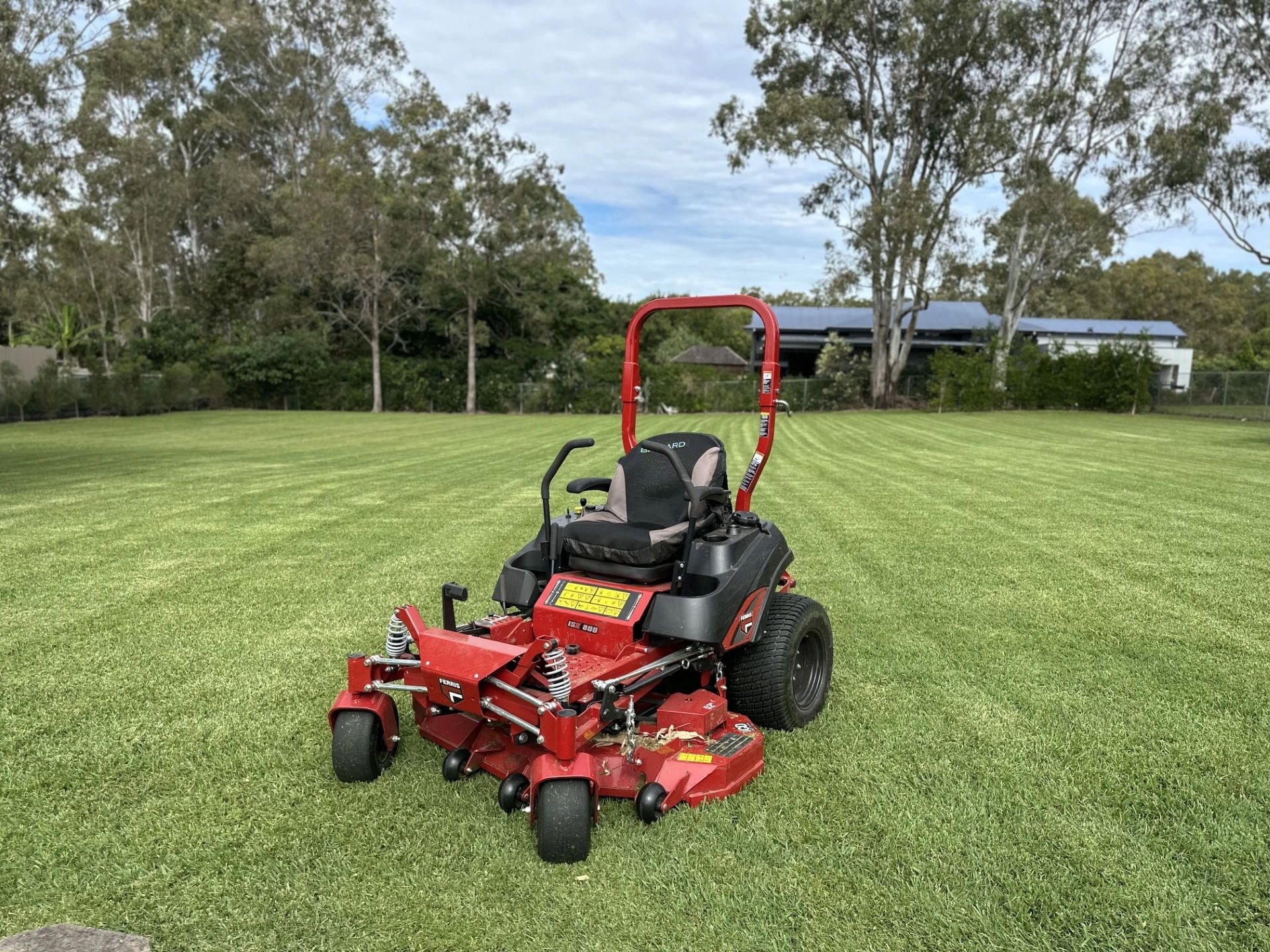 Freshly mowed and edged residential lawn